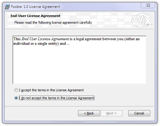 LicenseAgreementDlg screenshot